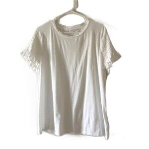 Gap All Cotton White T-Shirt with Ruffle Short Sleeves
